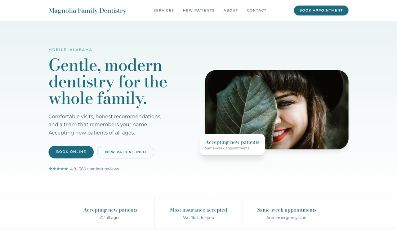 Magnolia Family Dentistry website