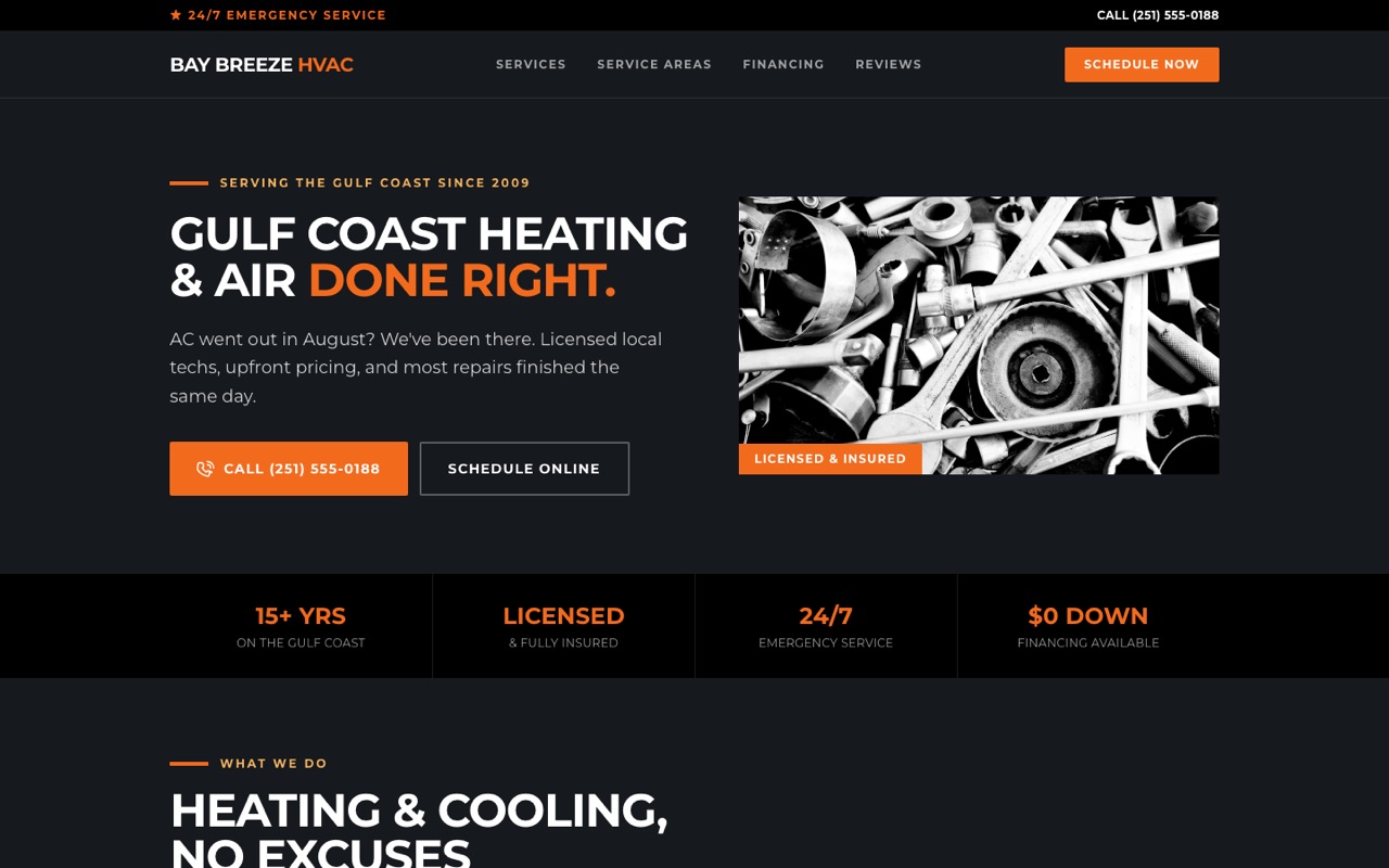 Bay Breeze Heating & Air website