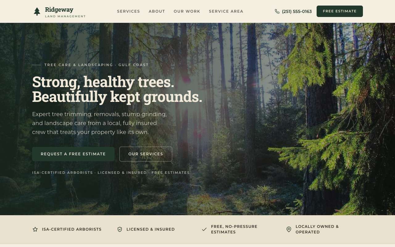 Ridgeway Land Management website preview